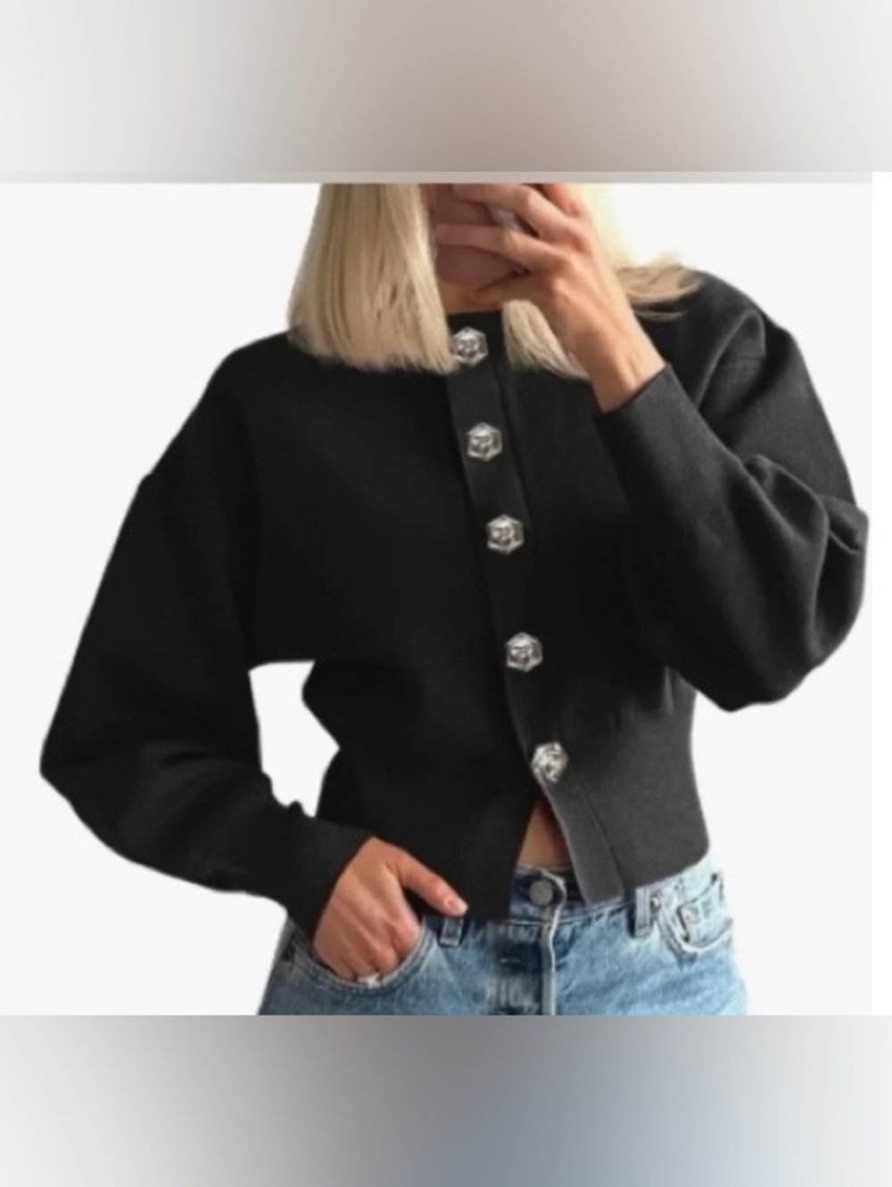 NWT Saodimallsu Button up Cardigan with lantern sleeves Small